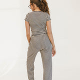 Charlie Striped Knit Pants - Charcoal