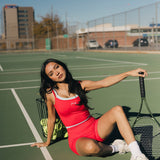 Fancy FitFlow Double Lined Shorts - Red/Powder Blue