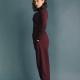 Fancy Fleece Cuffed Leg Sweatpants - Merlot