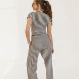 Charlie Striped Knit Pants - Charcoal
