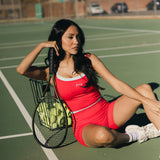 Fancy FitFlow Double Lined Shorts - Red/Powder Blue