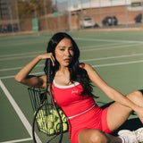 Fancy FitFlow Double Layered Tank - Red/Powder Blue