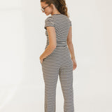 Charlie Striped Knit Pants - Charcoal