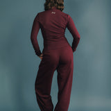 Fancy Fleece Cuffed Leg Sweatpants - Merlot