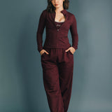 Fancy Fleece Cuffed Leg Sweatpants - Merlot