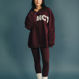 Fancy Oversized Fleece Mockneck - Merlot