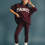 Fancy Oversized Fleece Mockneck - Merlot