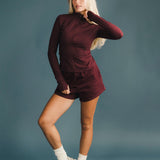Fancy Fleece Lined Shorts - Merlot