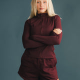 Fancy Fleece Lined Shorts - Merlot