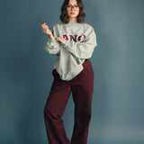 Fancy Fleece Wide Leg Sweatpants - Merlot