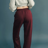 Fancy Fleece Wide Leg Sweatpants - Merlot