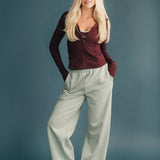 Fancy Fleece Wide Leg Sweatpants - Mint Green