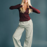 Fancy Fit Flow Front Zip Jacket -  Merlot