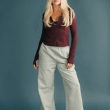 Fancy Fleece Wide Leg Sweatpants - Mint Green