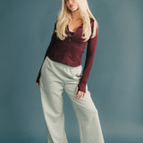 Fancy Fleece Wide Leg Sweatpants - Mint Green