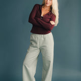 Fancy Fleece Wide Leg Sweatpants - Mint Green