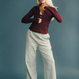 Fancy Fleece Wide Leg Sweatpants - Mint Green