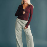 Fancy Fleece Wide Leg Sweatpants - Mint Green