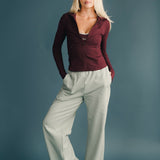 Fancy Fleece Wide Leg Sweatpants - Mint Green