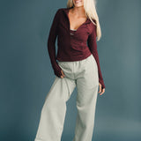 Fancy Fit Flow Front Zip Jacket -  Merlot