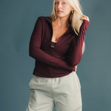Fancy Fit Flow Front Zip Jacket -  Merlot