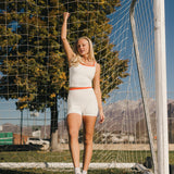 Fancy FitFlow Double Lined Shorts - White/Orange