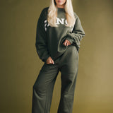Fancy Fleece Wide Leg Sweatpants - Hunter Green