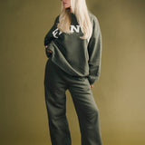 Fancy Fleece Wide Leg Sweatpants - Hunter Green