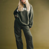 Fancy Fleece Wide Leg Sweatpants - Hunter Green