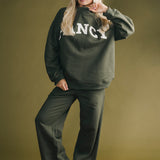 Fancy Fleece Wide Leg Sweatpants - Hunter Green