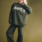 Fancy Fleece Wide Leg Sweatpants - Hunter Green