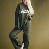 Fancy Fleece Wide Leg Sweatpants - Hunter Green