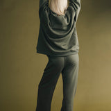 Fancy Fleece Wide Leg Sweatpants - Hunter Green