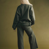 Fancy Fleece Wide Leg Sweatpants - Hunter Green