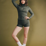 Fancy Fit Flow Front Zip Jacket -  Hunter Green