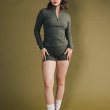 Fancy Fit Flow Front Zip Jacket -  Hunter Green