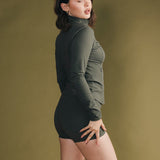 Fancy Fit Flow Front Zip Jacket -  Hunter Green