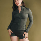 Fancy Fit Flow Front Zip Jacket -  Hunter Green