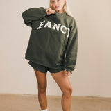 Fancy Oversized Fleece Mockneck - Hunter Green