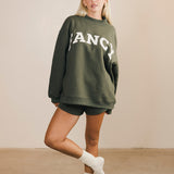 Fancy Oversized Fleece Mockneck - Hunter Green