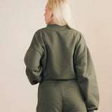 Fancy Oversized Fleece Mockneck - Hunter Green