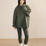 Fancy Oversized Fleece Embroidered Rolled Neck - Hunter Green