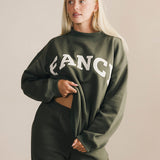 Fancy Oversized Fleece Mockneck - Hunter Green