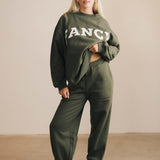 Fancy Fleece Cuffed Leg Sweatpants - Hunter Green