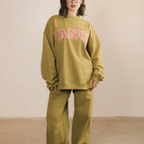 Fancy Fleece Wide Leg Sweatpants - Green Matcha