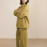 Fancy Fleece Wide Leg Sweatpants - Green Matcha