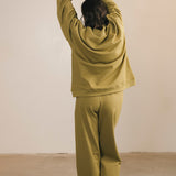 Fancy Fleece Wide Leg Sweatpants - Green Matcha
