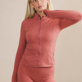 Fancy Fit Flow Front Zip Jacket -  Strawberry