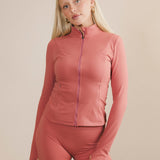 Fancy Fit Flow Front Zip Jacket -  Strawberry
