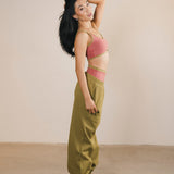 Fancy Fleece Cuffed Leg Sweatpants - Green Matcha